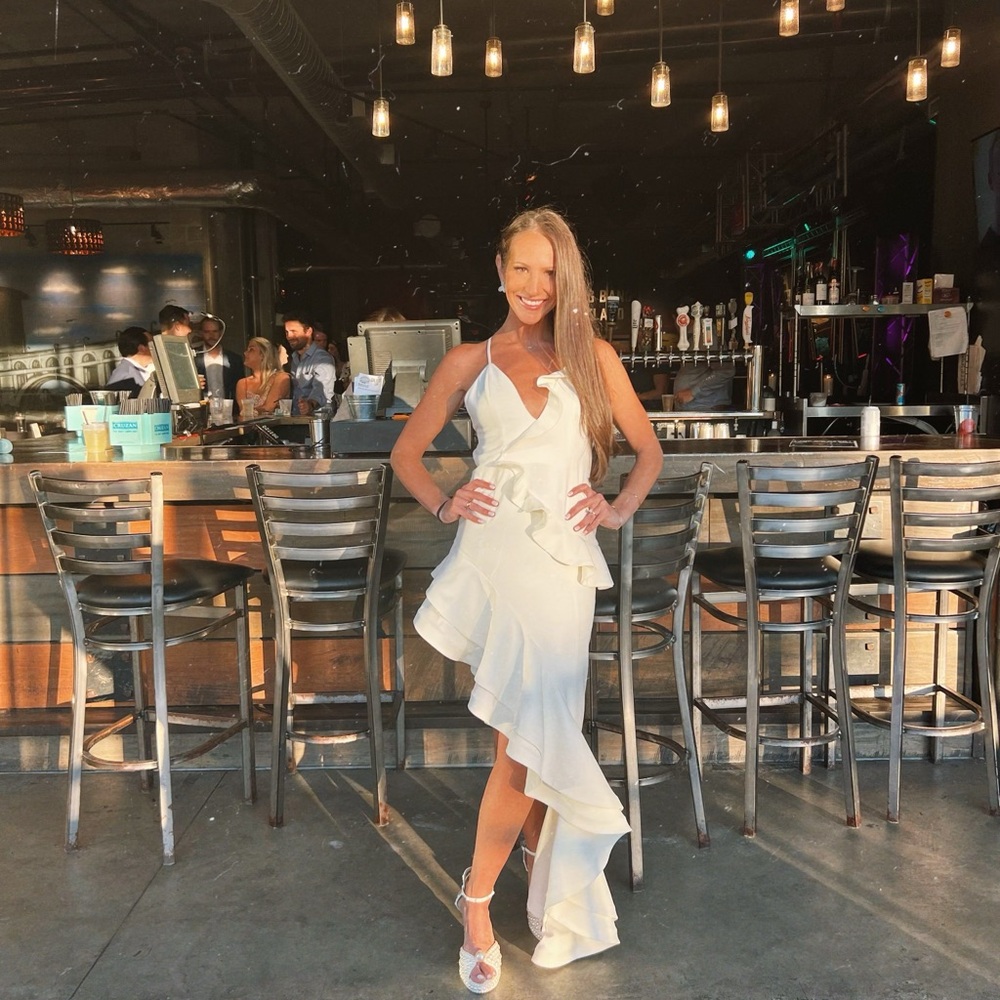 Elegant White Ruffled Dress by lovers and friends